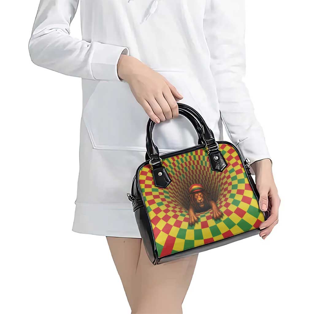Jamaica Reggae Lion Shoulder Handbag Reggae Optical 3D Illusion - Wonder Print Shop