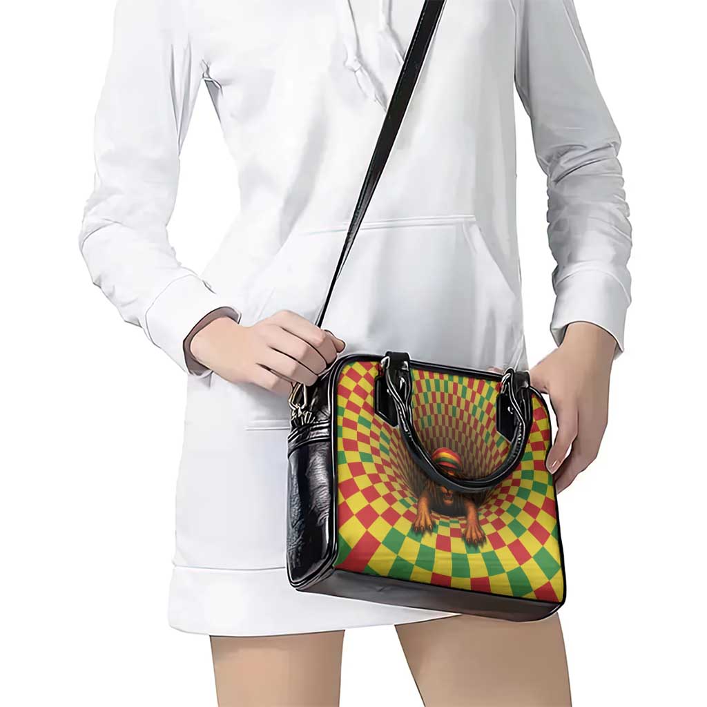 Jamaica Reggae Lion Shoulder Handbag Reggae Optical 3D Illusion - Wonder Print Shop