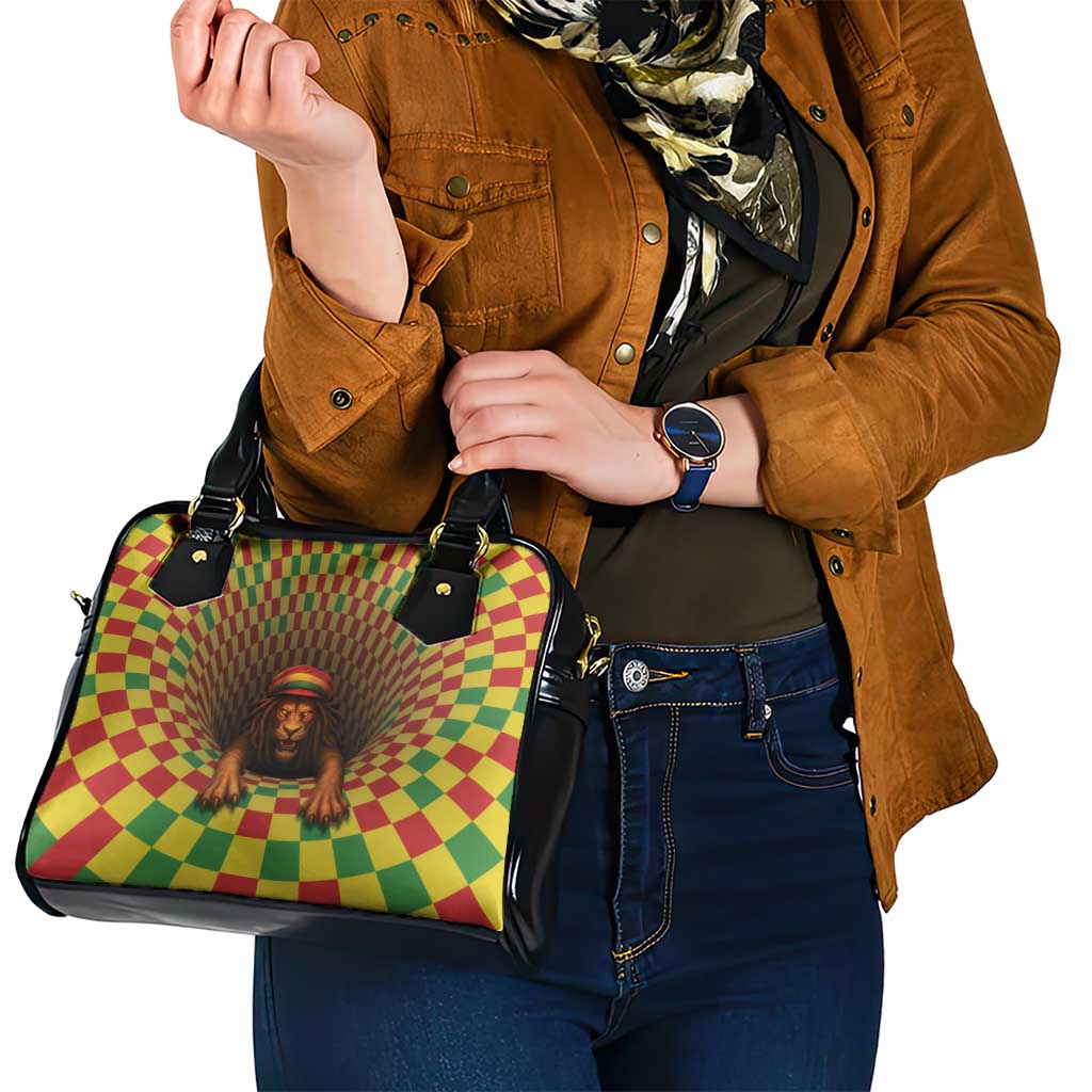 Jamaica Reggae Lion Shoulder Handbag Reggae Optical 3D Illusion - Wonder Print Shop