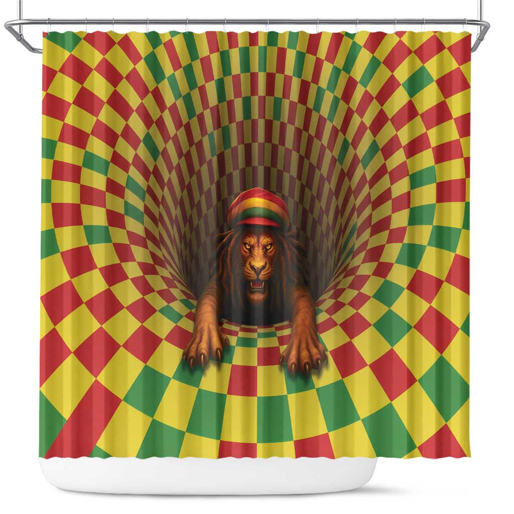 Jamaica Reggae Lion Shower Curtain Reggae Optical 3D Illusion - Wonder Print Shop