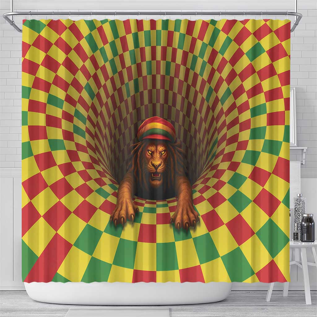 Jamaica Reggae Lion Shower Curtain Reggae Optical 3D Illusion - Wonder Print Shop