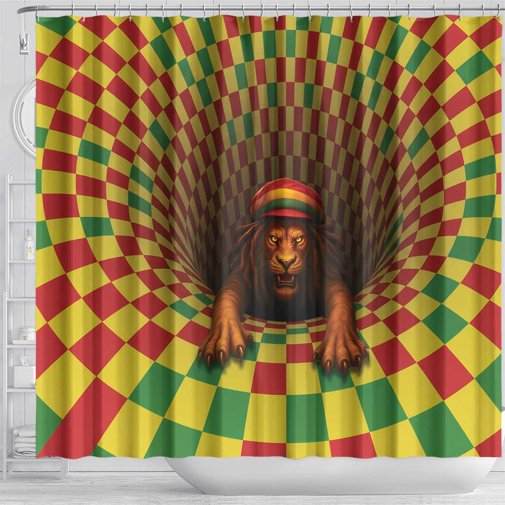 Jamaica Reggae Lion Shower Curtain Reggae Optical 3D Illusion - Wonder Print Shop