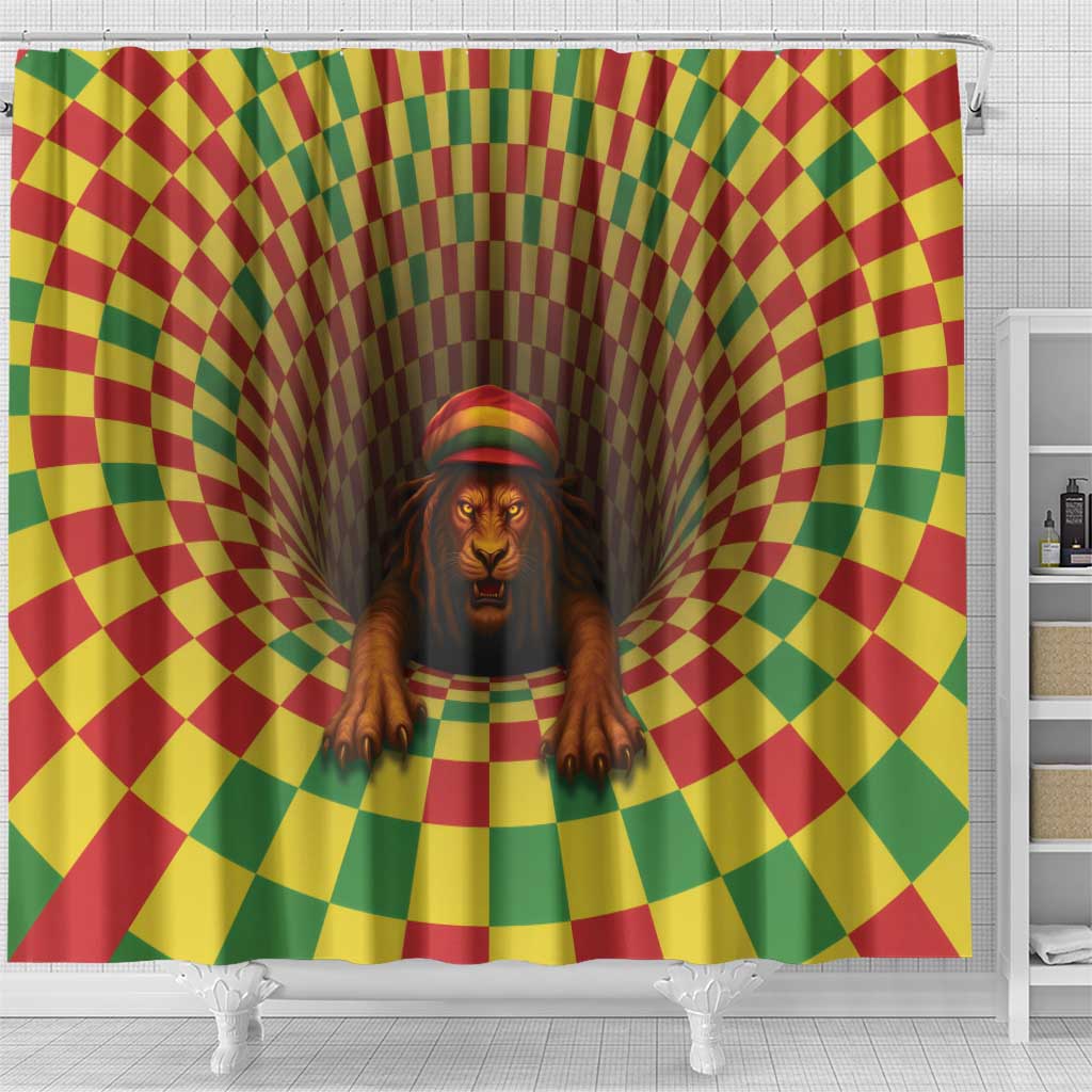 Jamaica Reggae Lion Shower Curtain Reggae Optical 3D Illusion - Wonder Print Shop