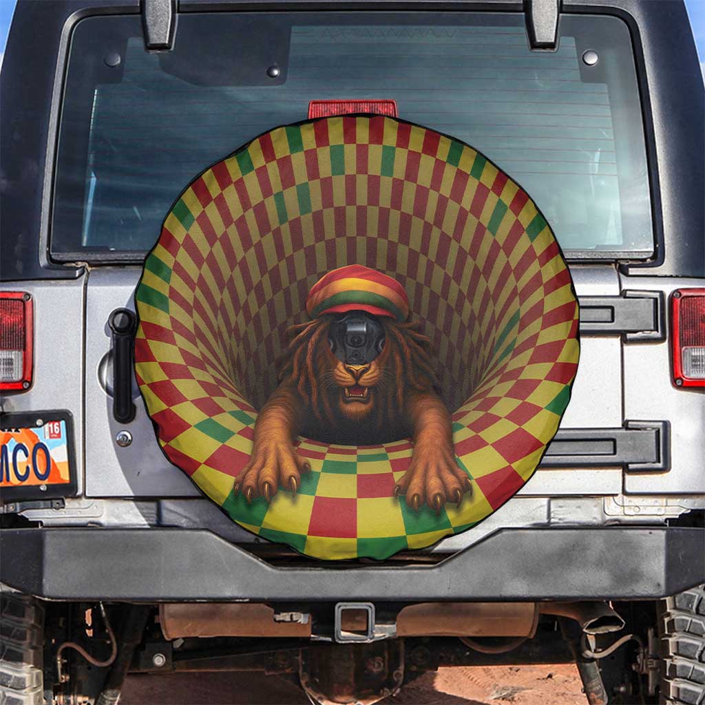 Jamaica Reggae Lion Spare Tire Cover Reggae Optical 3D Illusion - Wonder Print Shop
