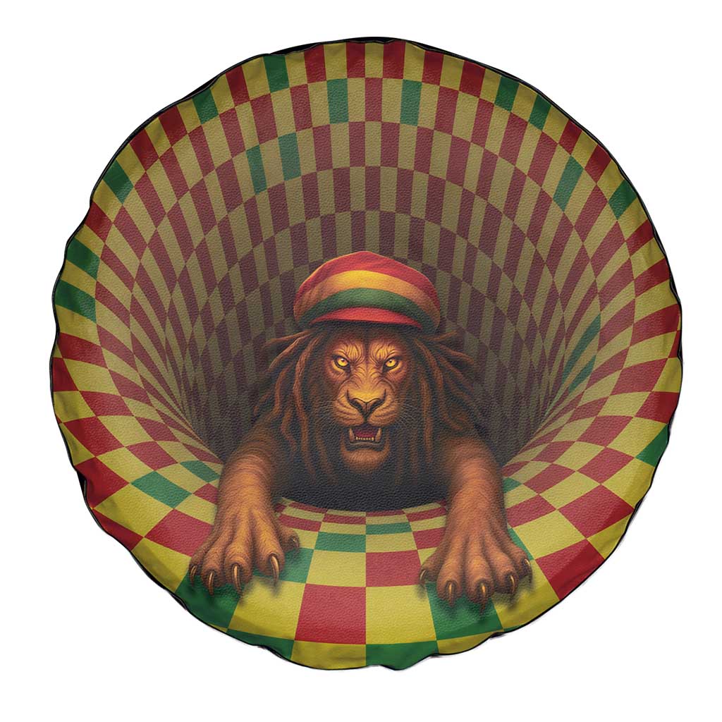 Jamaica Reggae Lion Spare Tire Cover Reggae Optical 3D Illusion - Wonder Print Shop