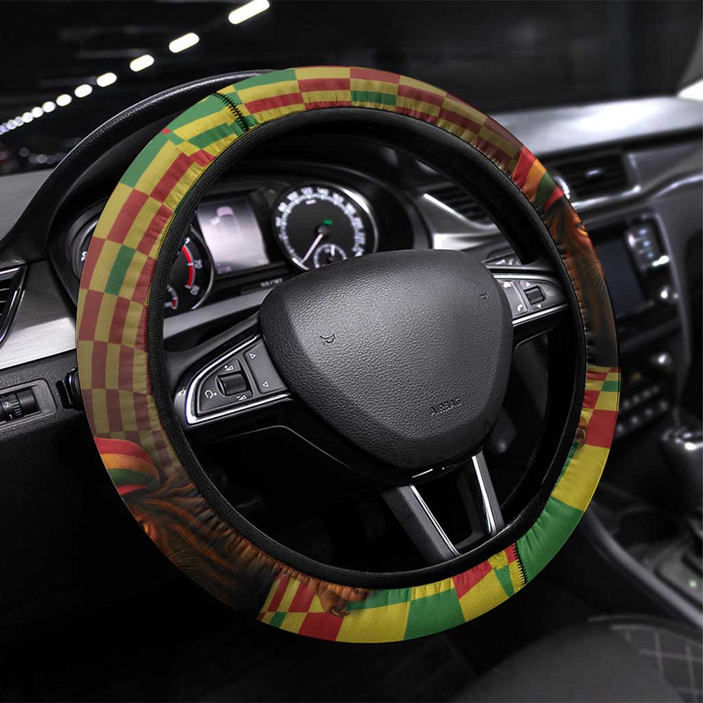 Jamaica Reggae Lion Steering Wheel Cover Reggae Optical 3D Illusion - Wonder Print Shop