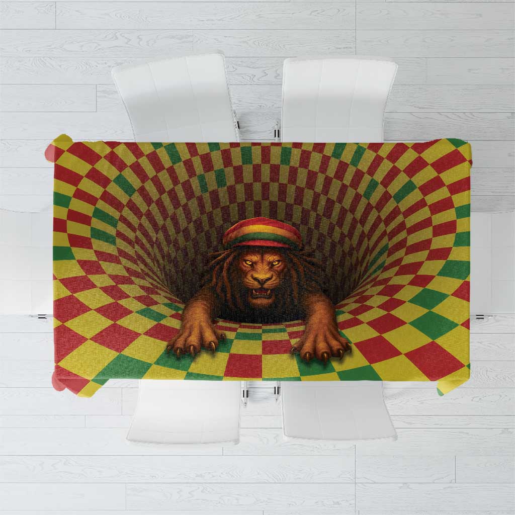 Jamaica Reggae Lion Tablecloth Reggae Optical 3D Illusion - Wonder Print Shop