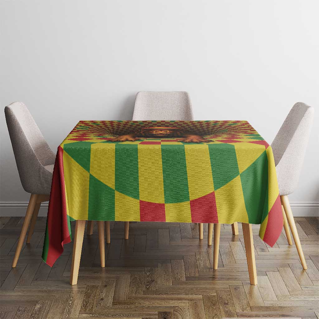 Jamaica Reggae Lion Tablecloth Reggae Optical 3D Illusion - Wonder Print Shop