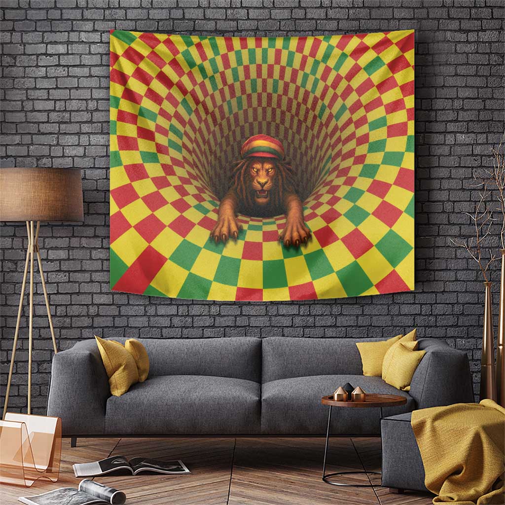 Jamaica Reggae Lion Tapestry Reggae Optical 3D Illusion - Wonder Print Shop