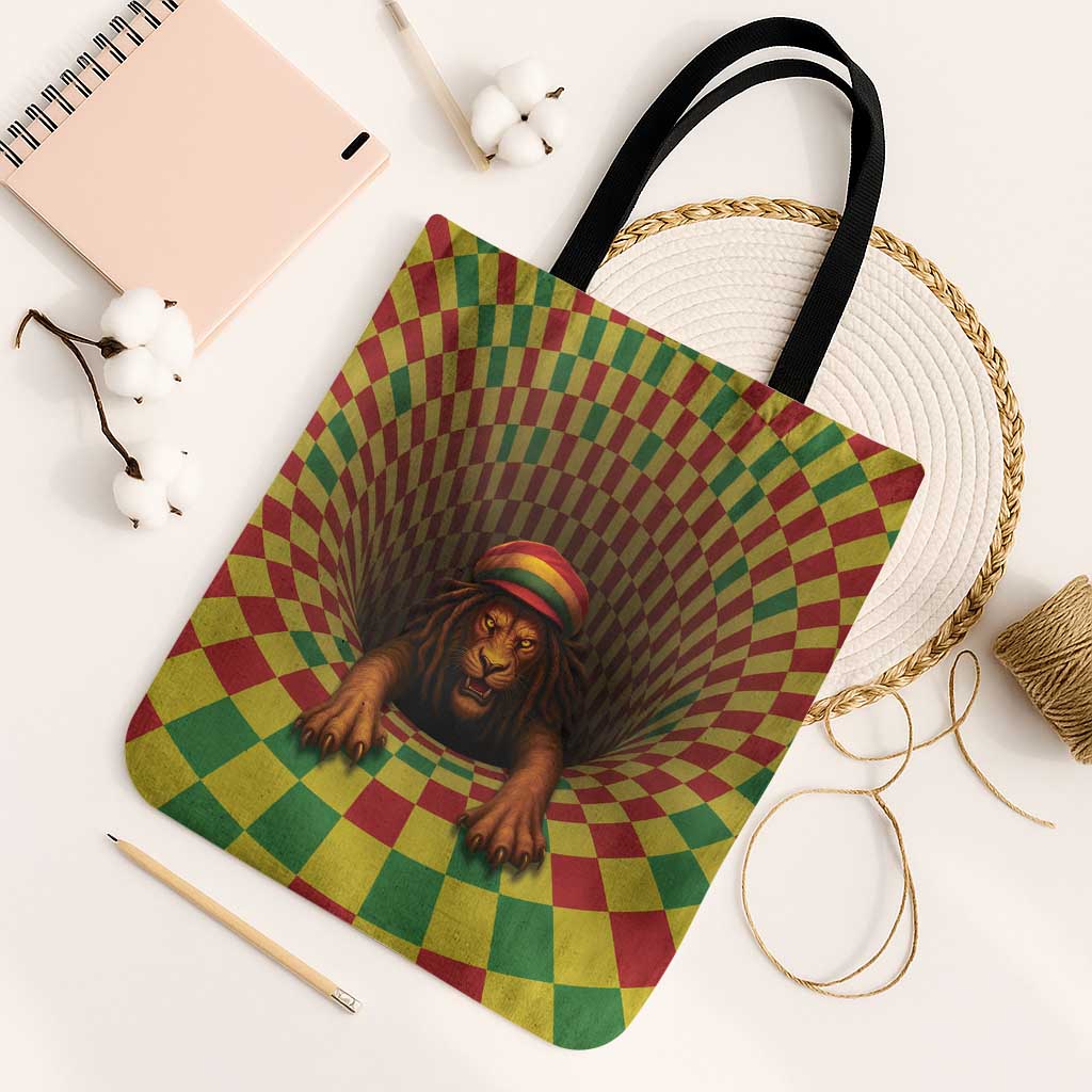 Jamaica Reggae Lion Tote Bag Reggae Optical 3D Illusion - Wonder Print Shop