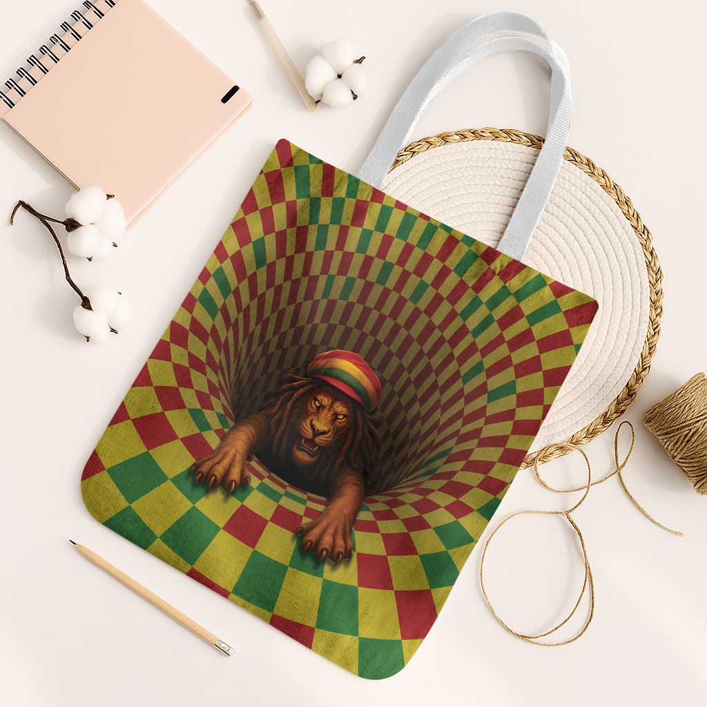Jamaica Reggae Lion Tote Bag Reggae Optical 3D Illusion - Wonder Print Shop
