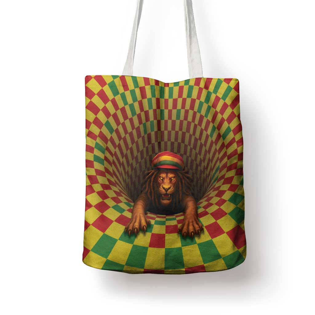 Jamaica Reggae Lion Tote Bag Reggae Optical 3D Illusion - Wonder Print Shop