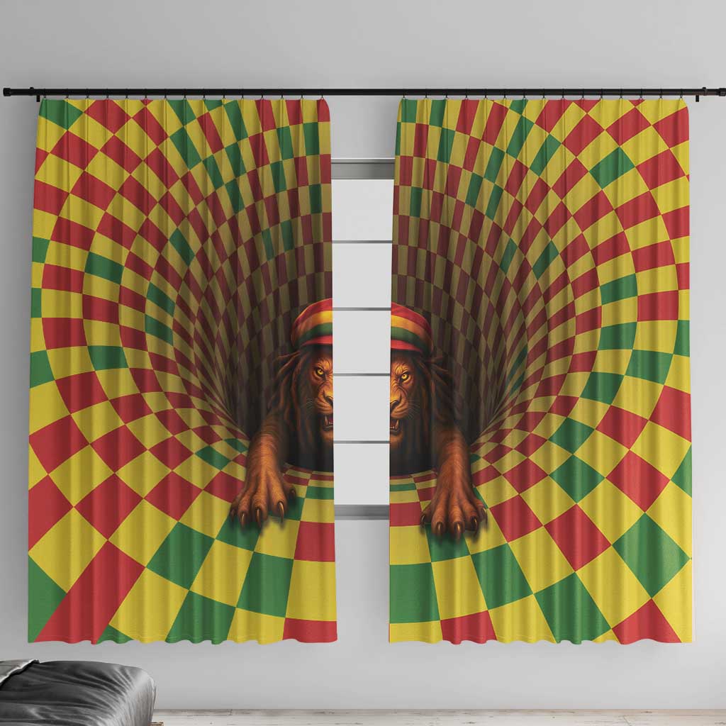 Jamaica Reggae Lion Window Curtain Reggae Optical 3D Illusion - Wonder Print Shop