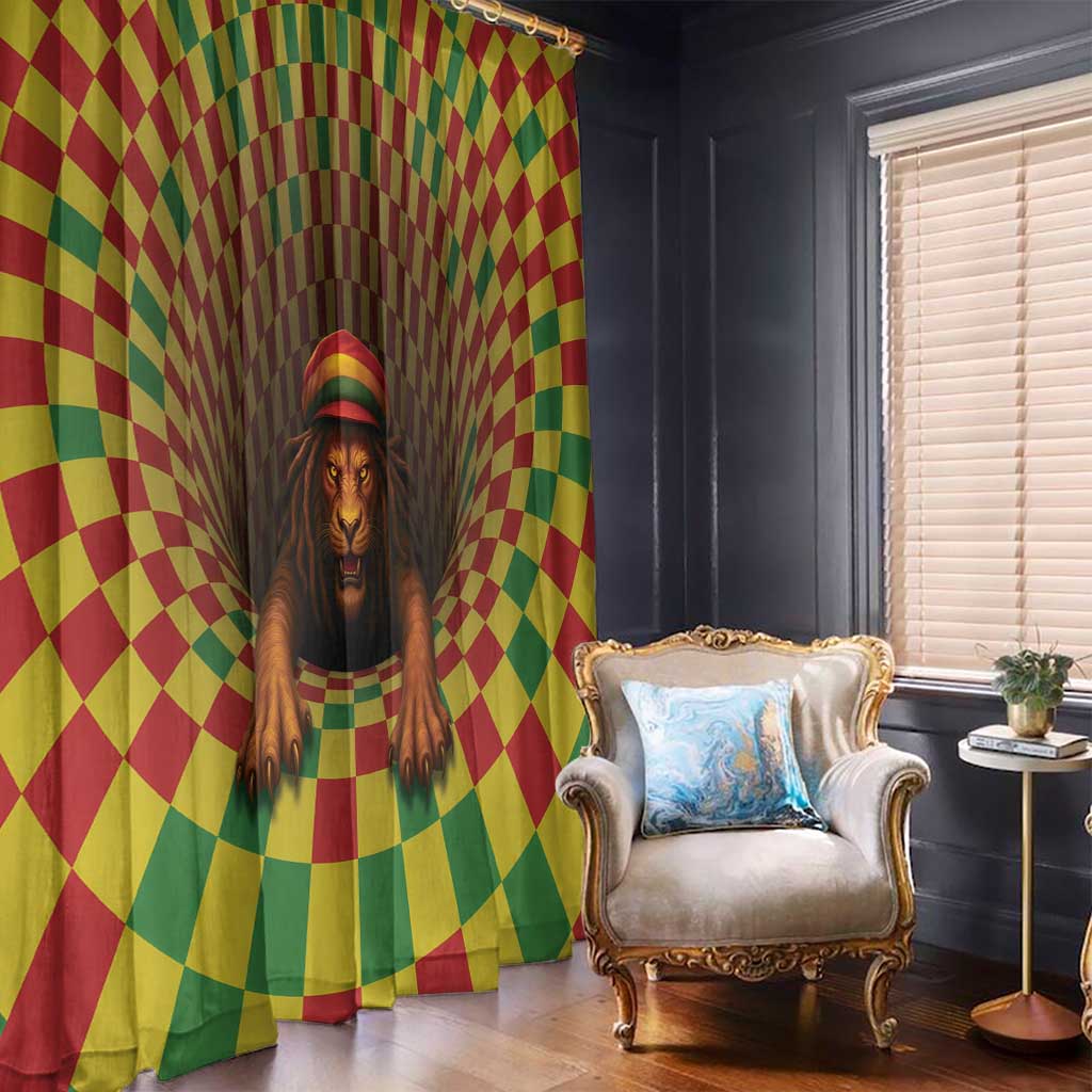 Jamaica Reggae Lion Window Curtain Reggae Optical 3D Illusion - Wonder Print Shop