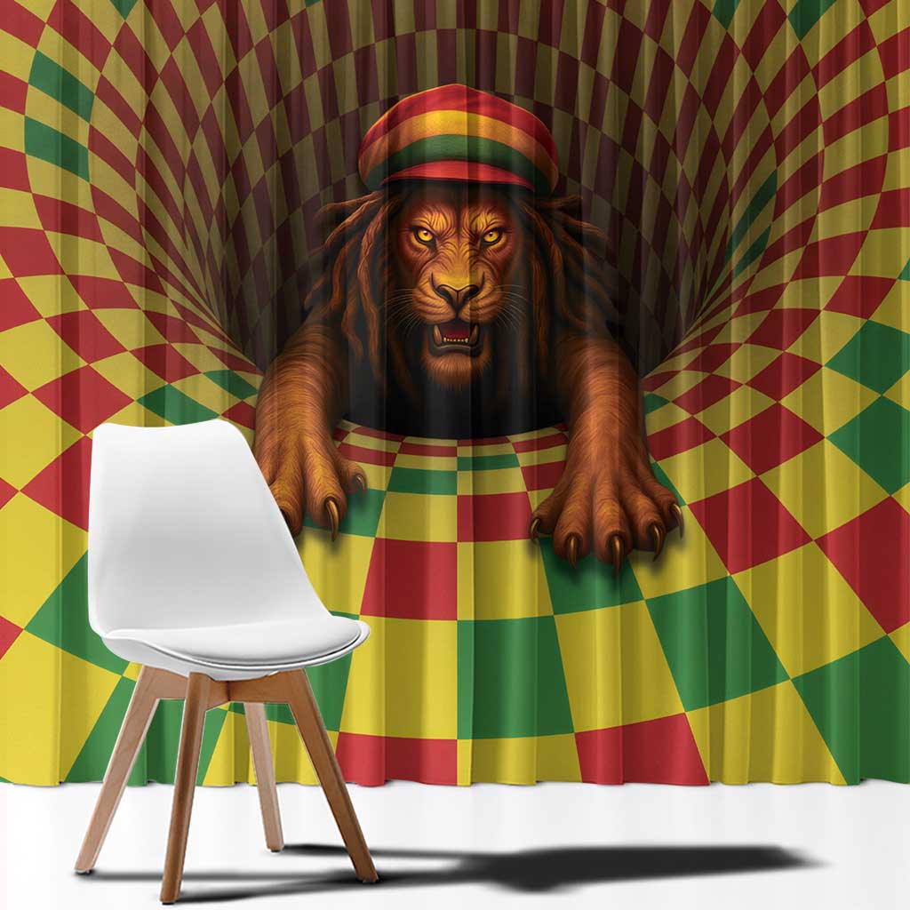 Jamaica Reggae Lion Window Curtain Reggae Optical 3D Illusion - Wonder Print Shop