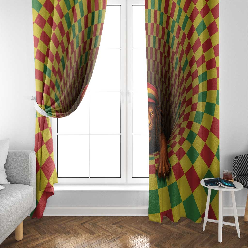 Jamaica Reggae Lion Window Curtain Reggae Optical 3D Illusion - Wonder Print Shop