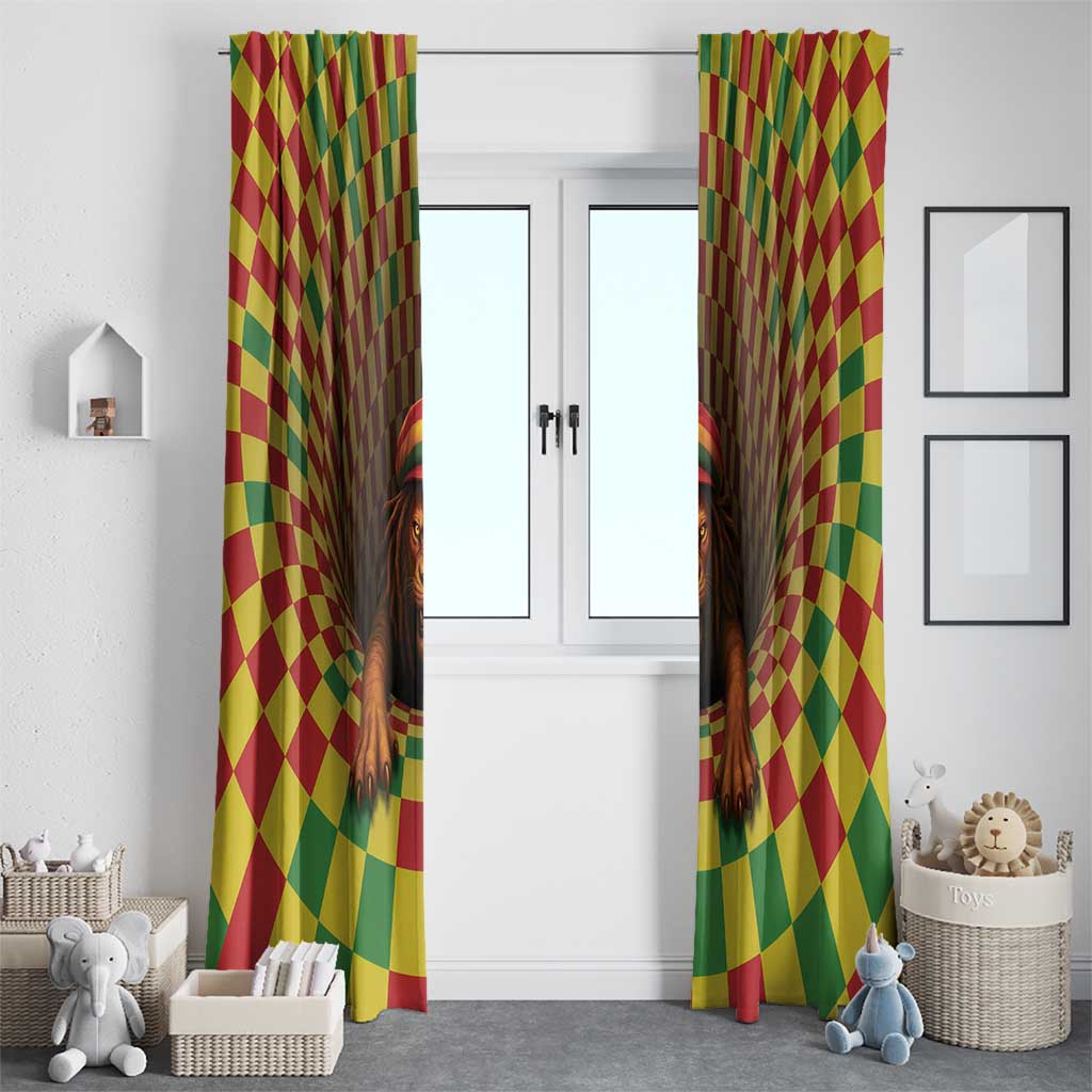Jamaica Reggae Lion Window Curtain Reggae Optical 3D Illusion - Wonder Print Shop