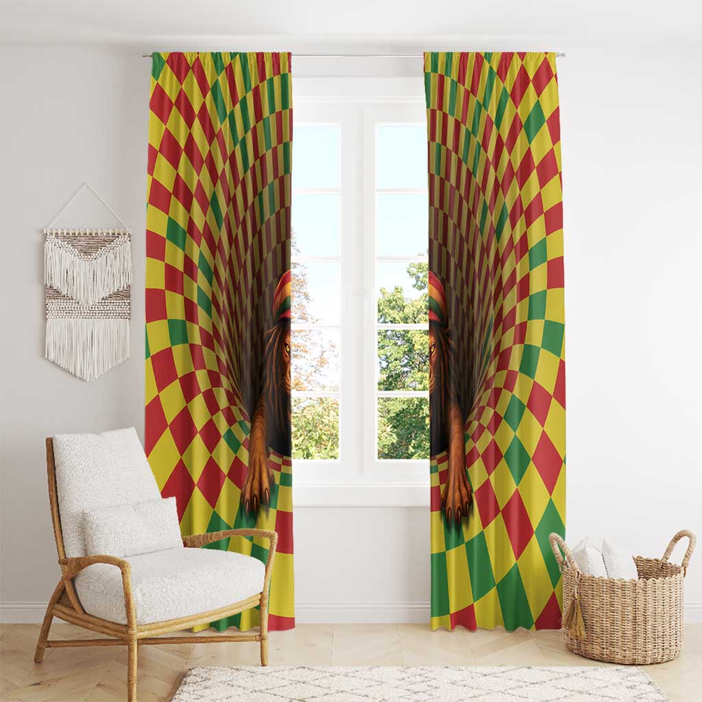 Jamaica Reggae Lion Window Curtain Reggae Optical 3D Illusion - Wonder Print Shop