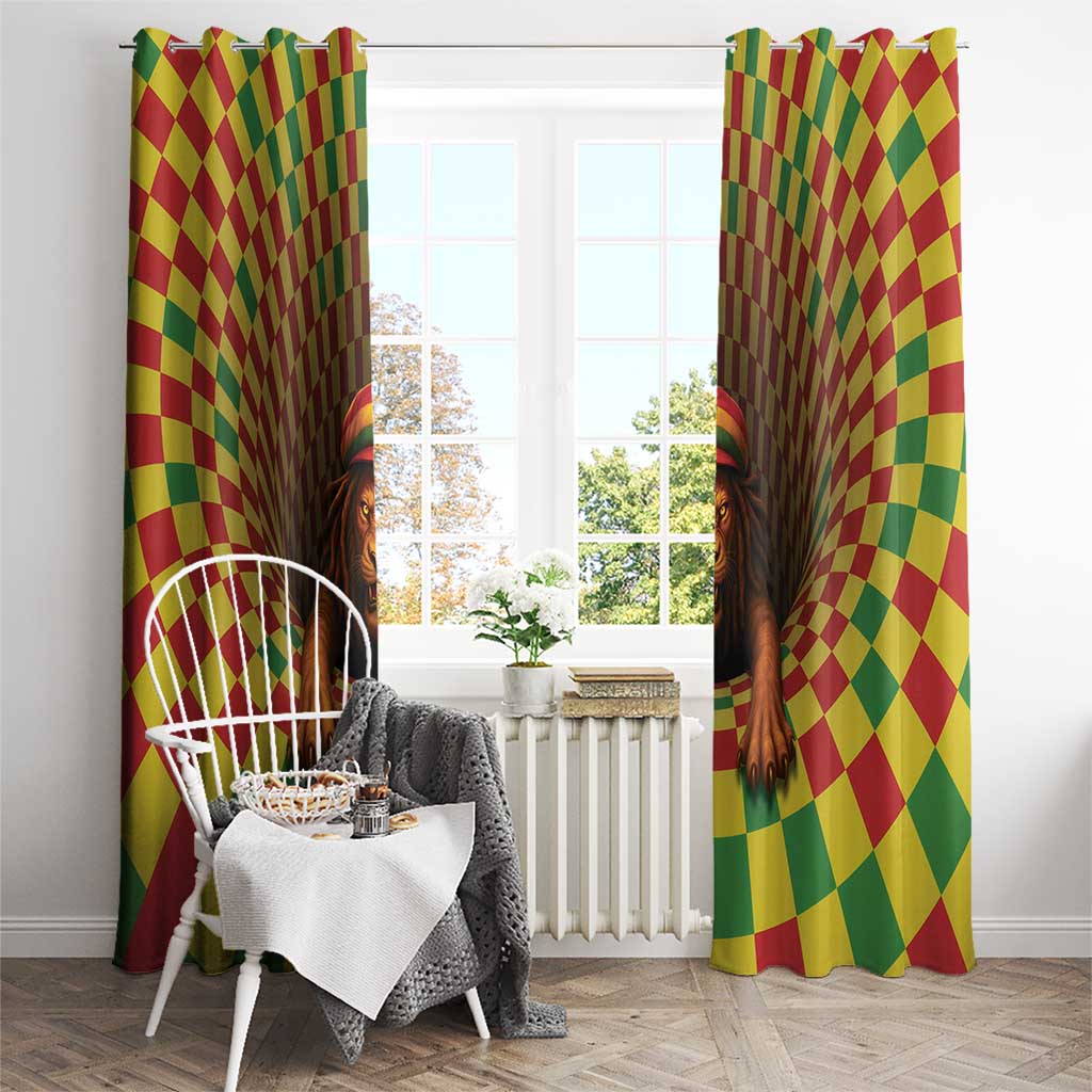 Jamaica Reggae Lion Window Curtain Reggae Optical 3D Illusion - Wonder Print Shop