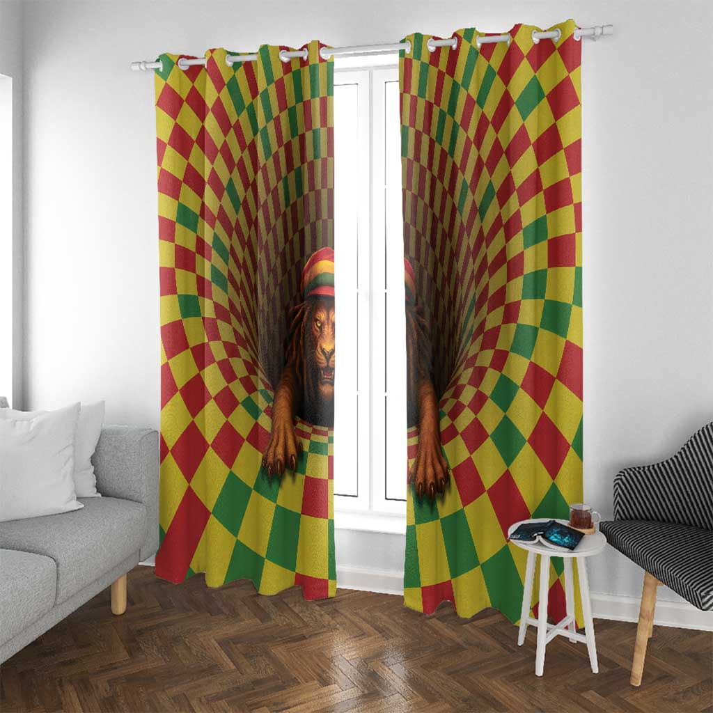 Jamaica Reggae Lion Window Curtain Reggae Optical 3D Illusion - Wonder Print Shop