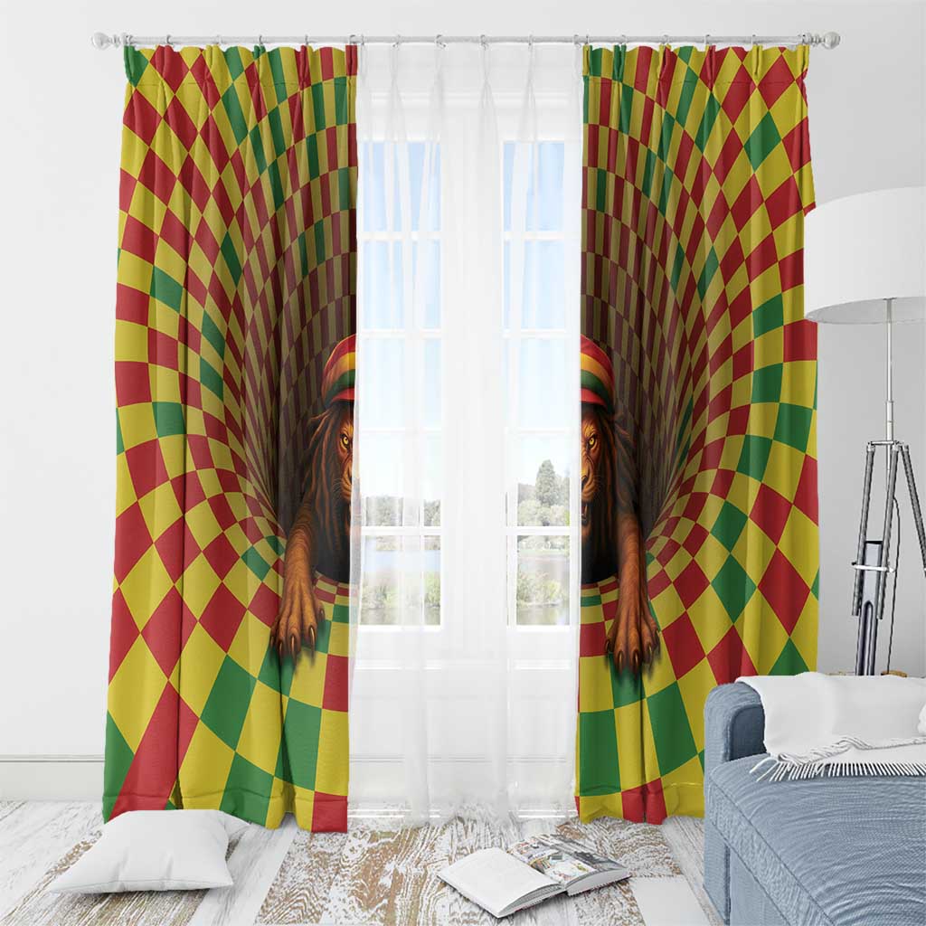 Jamaica Reggae Lion Window Curtain Reggae Optical 3D Illusion - Wonder Print Shop