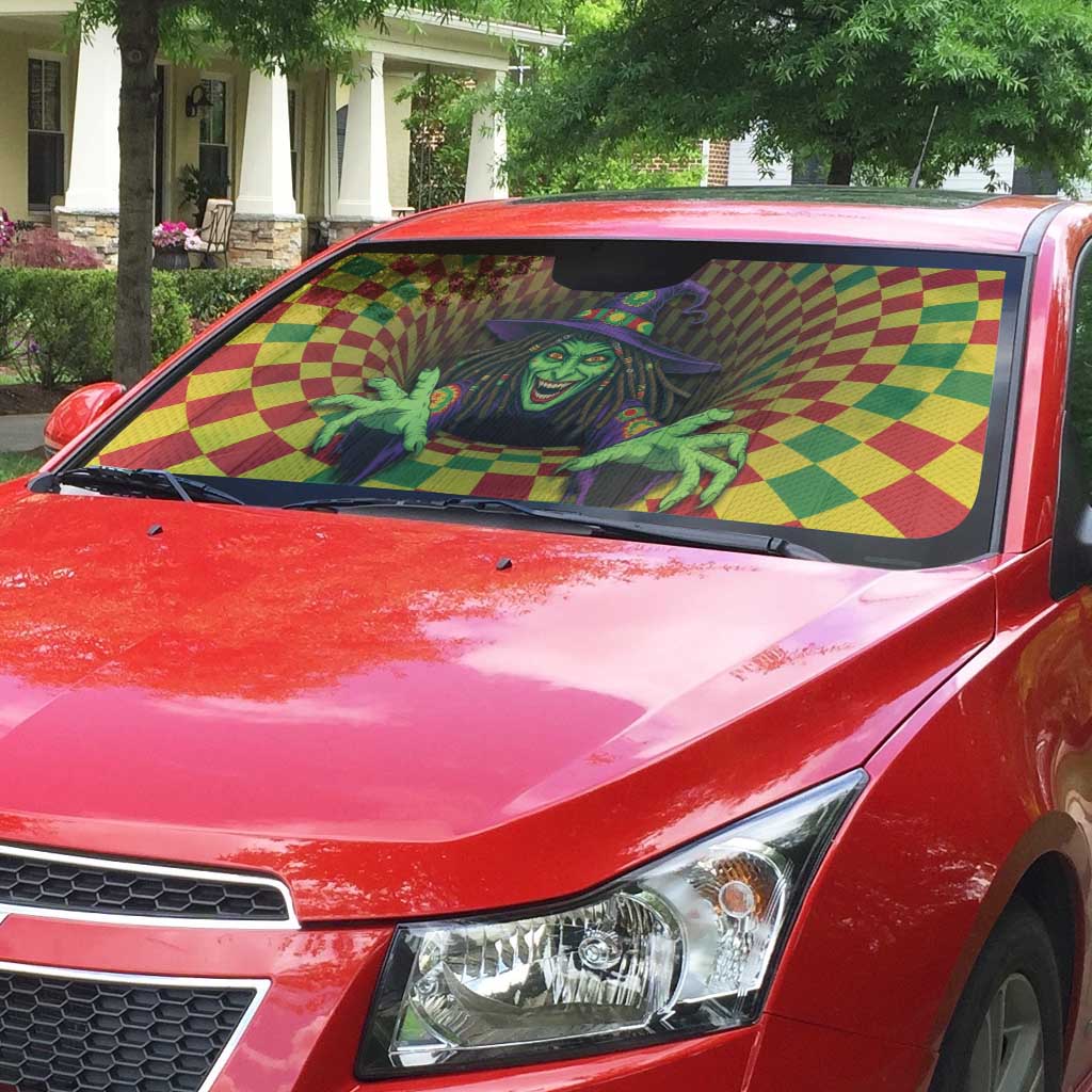 Jamaica Reggae Witch Auto Sun Shade Reggae Optical 3D Illusion - Wonder Print Shop