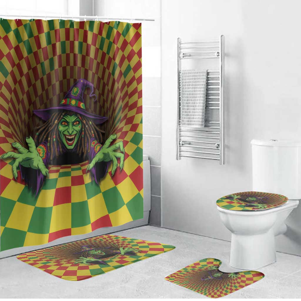 Jamaica Reggae Witch Bathroom Set Reggae Optical 3D Illusion - Wonder Print Shop