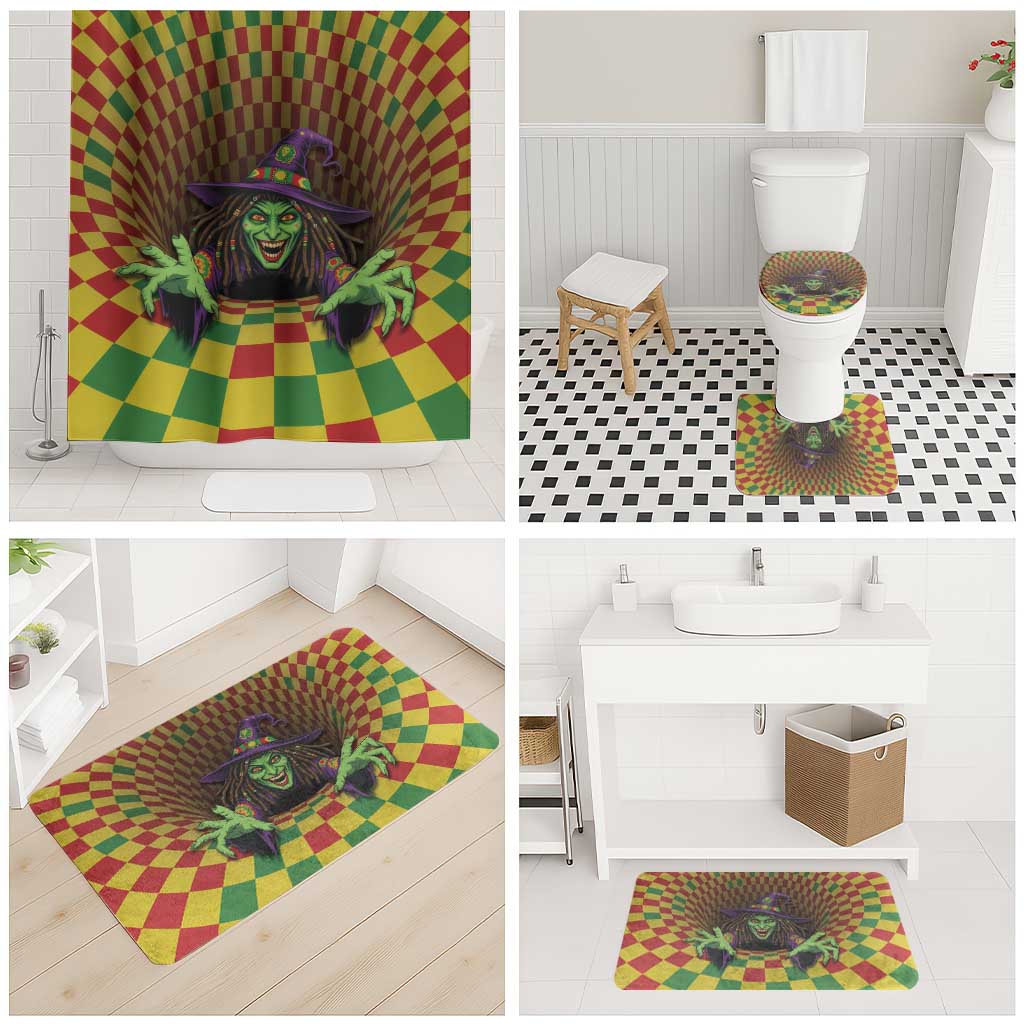 Jamaica Reggae Witch Bathroom Set Reggae Optical 3D Illusion - Wonder Print Shop