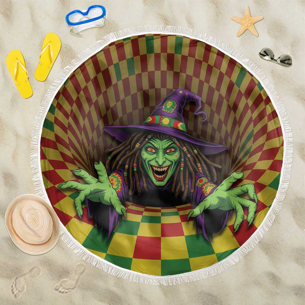 Jamaica Reggae Witch Beach Blanket Reggae Optical 3D Illusion - Wonder Print Shop