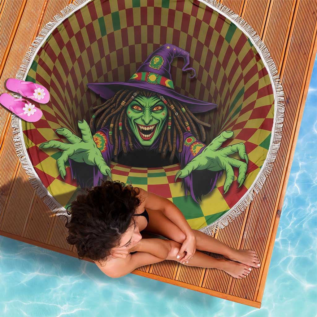 Jamaica Reggae Witch Beach Blanket Reggae Optical 3D Illusion - Wonder Print Shop