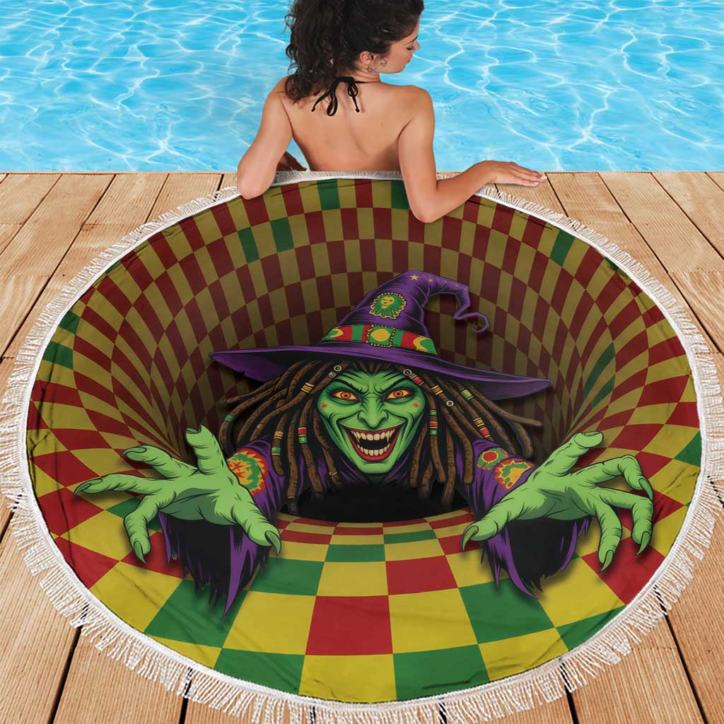 Jamaica Reggae Witch Beach Blanket Reggae Optical 3D Illusion - Wonder Print Shop