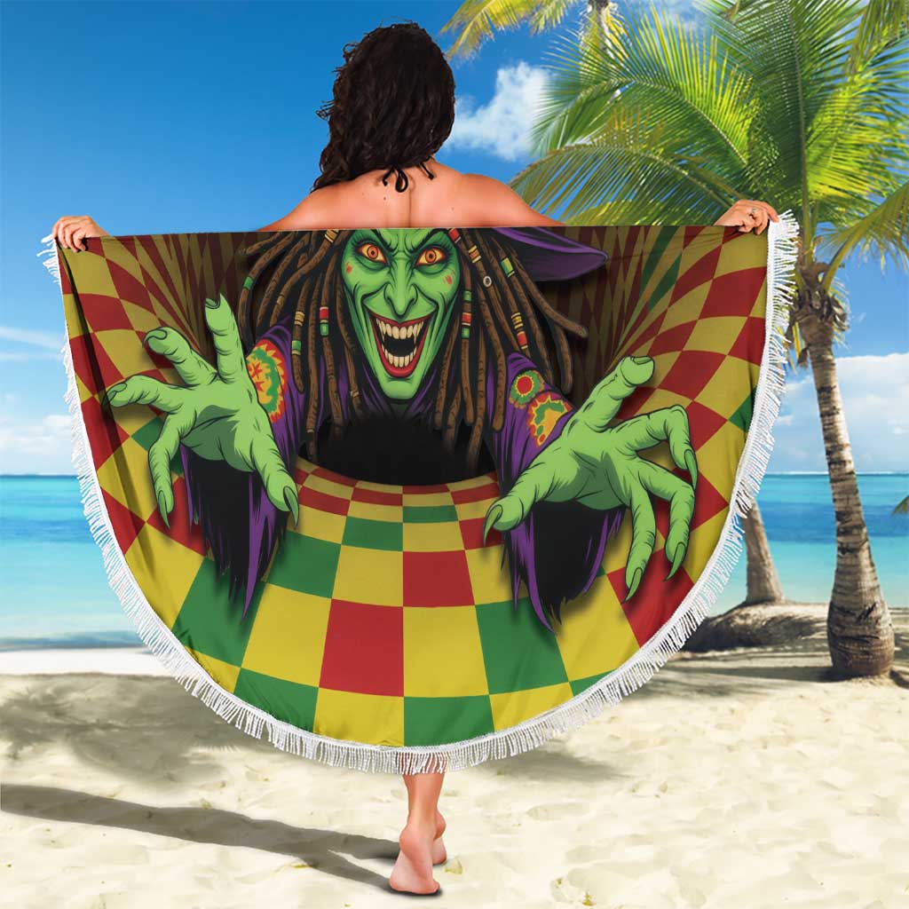 Jamaica Reggae Witch Beach Blanket Reggae Optical 3D Illusion - Wonder Print Shop