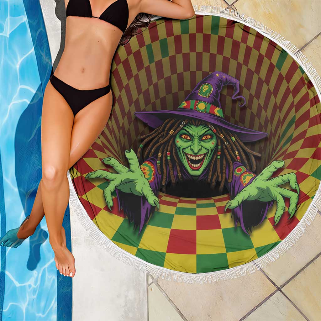 Jamaica Reggae Witch Beach Blanket Reggae Optical 3D Illusion - Wonder Print Shop