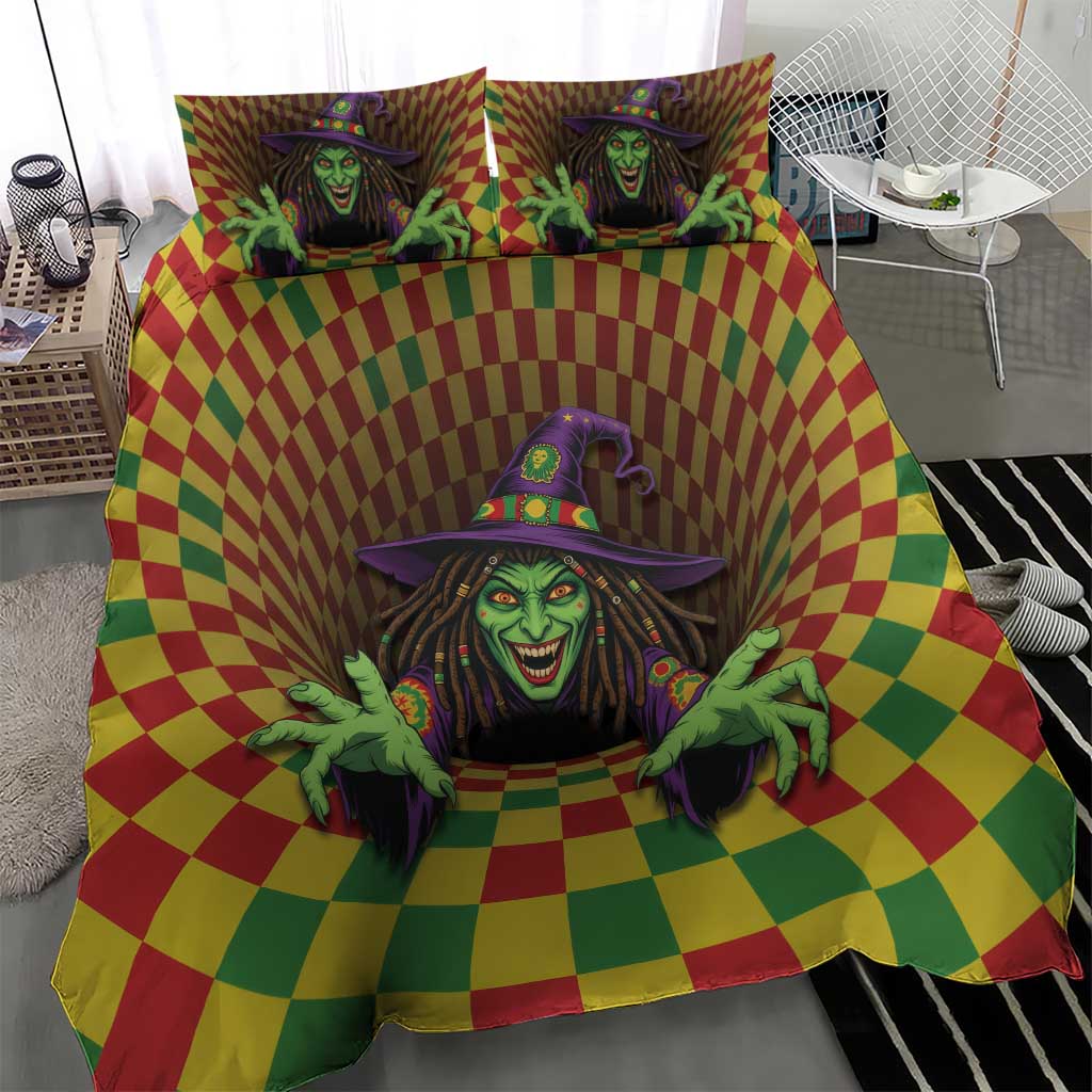 Jamaica Reggae Witch Bedding Set Reggae Optical 3D Illusion - Wonder Print Shop