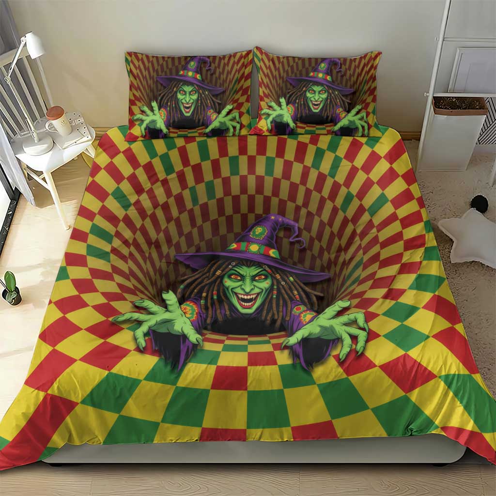 Jamaica Reggae Witch Bedding Set Reggae Optical 3D Illusion - Wonder Print Shop