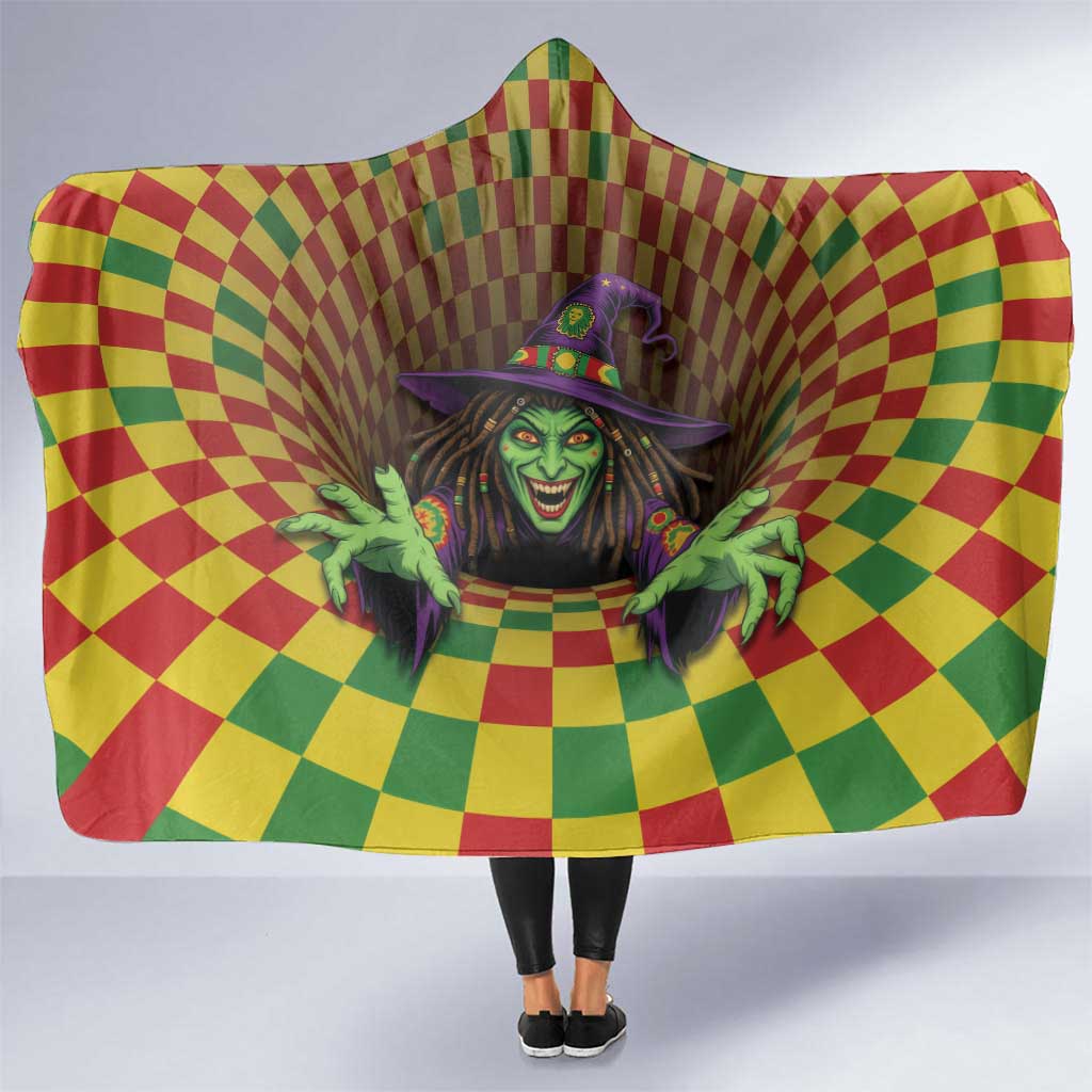 Jamaica Reggae Witch Hooded Blanket Reggae Optical 3D Illusion - Wonder Print Shop