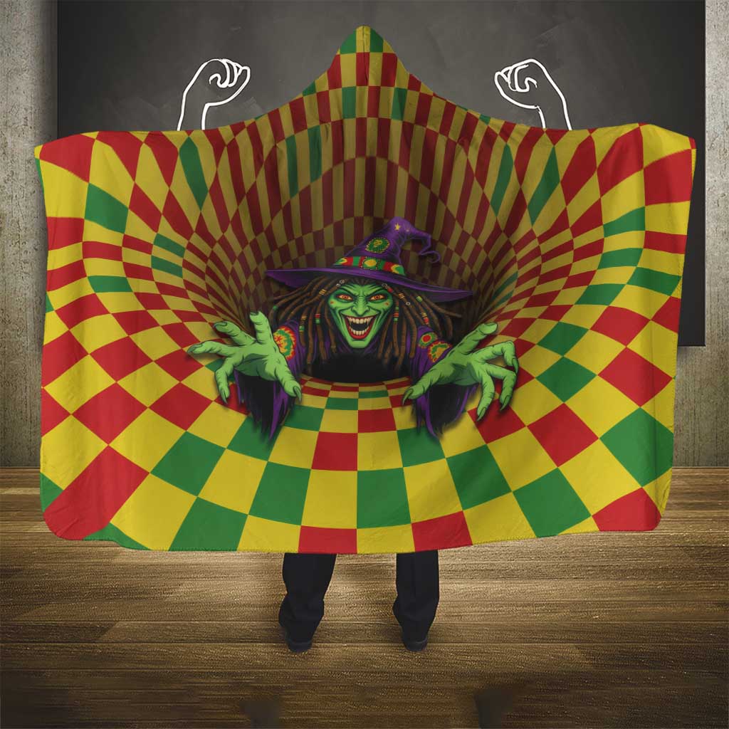 Jamaica Reggae Witch Hooded Blanket Reggae Optical 3D Illusion - Wonder Print Shop