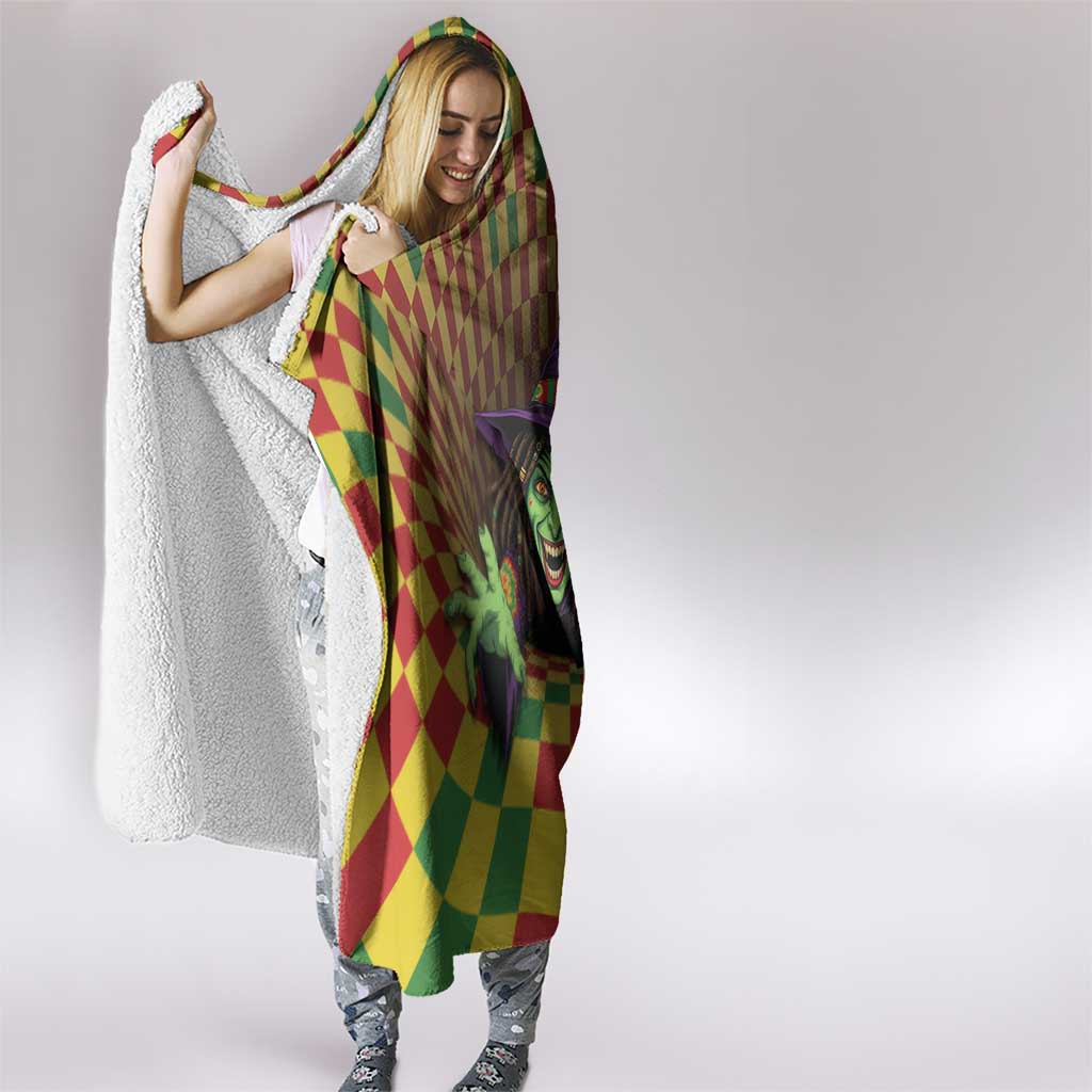 Jamaica Reggae Witch Hooded Blanket Reggae Optical 3D Illusion - Wonder Print Shop