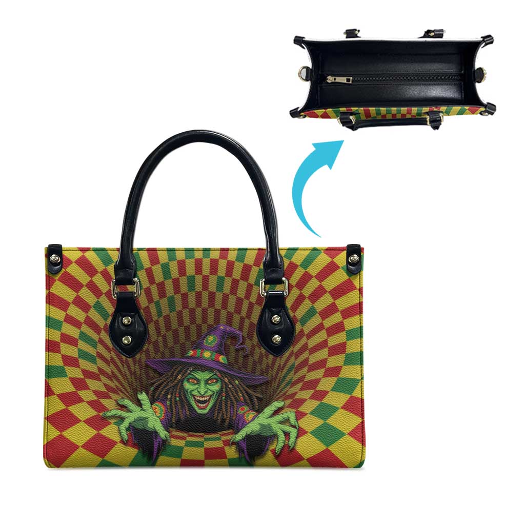 Jamaica Reggae Witch Leather Bag Reggae Optical 3D Illusion - Wonder Print Shop