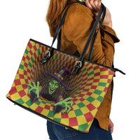 Jamaica Reggae Witch Leather Tote Bag Reggae Optical 3D Illusion - Wonder Print Shop