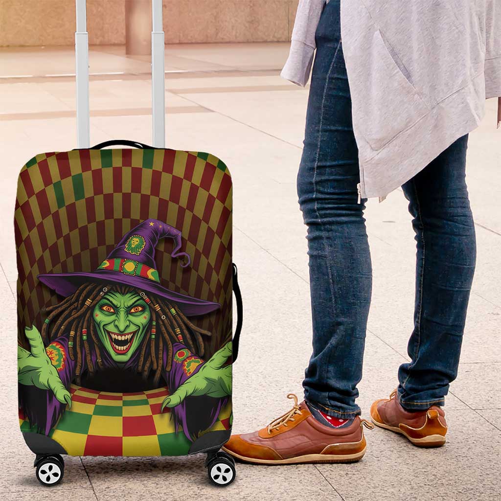 Jamaica Reggae Witch Luggage Cover Reggae Optical 3D Illusion - Wonder Print Shop