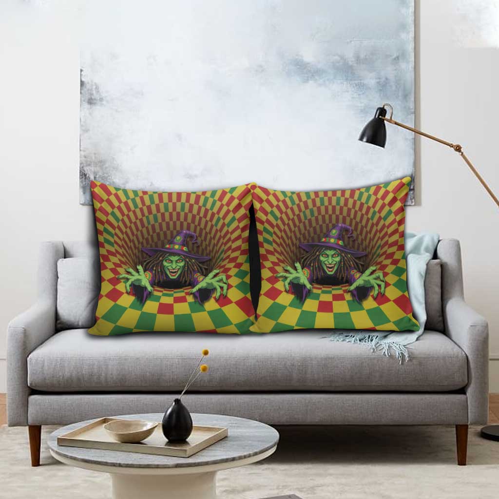 Jamaica Reggae Witch Pillow Cover Reggae Optical 3D Illusion - Wonder Print Shop