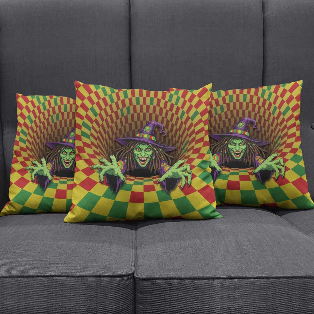 Jamaica Reggae Witch Pillow Cover Reggae Optical 3D Illusion - Wonder Print Shop