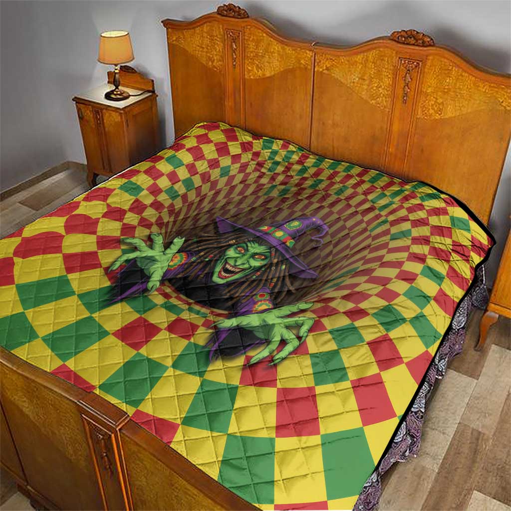 Jamaica Reggae Witch Quilt Reggae Optical 3D Illusion - Wonder Print Shop