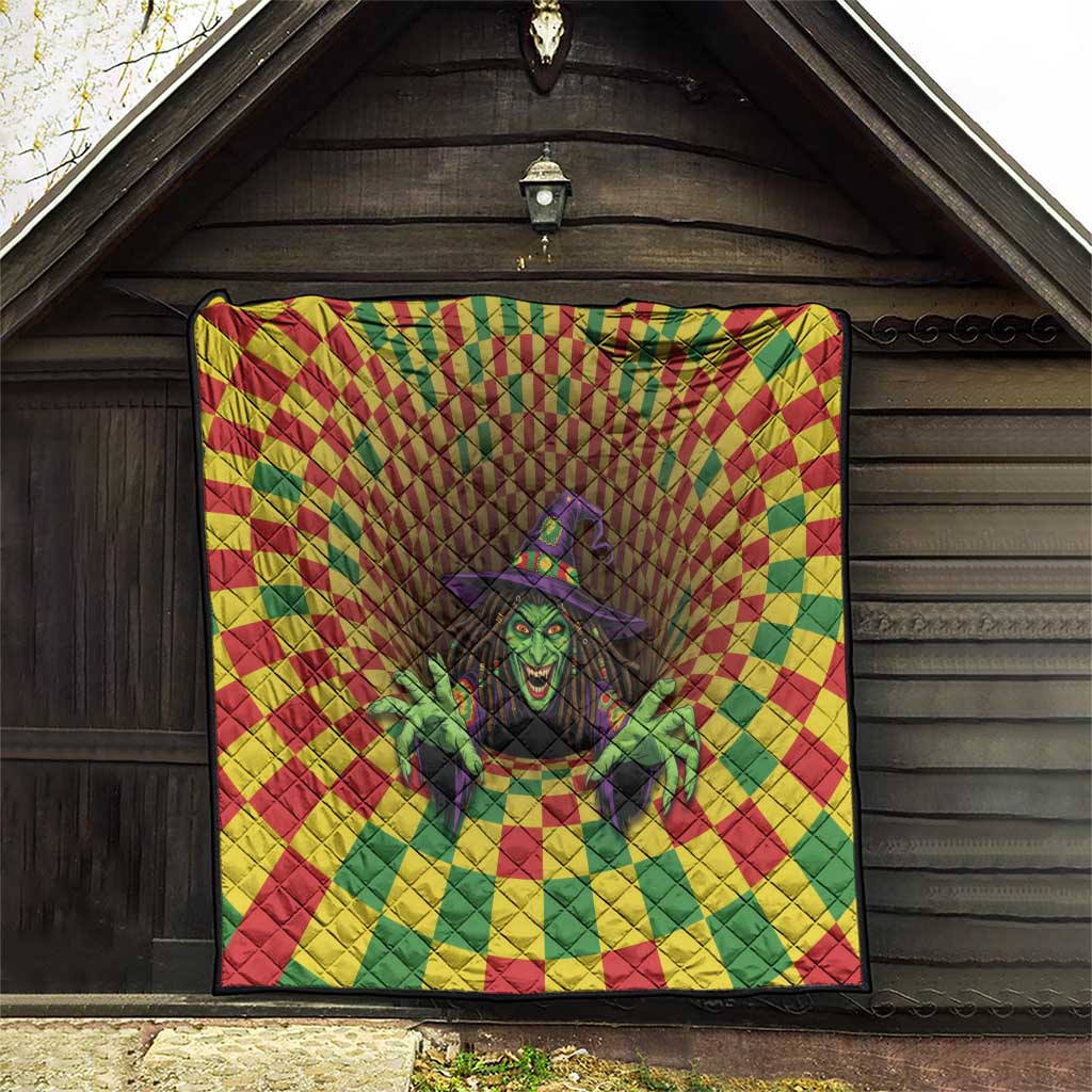 Jamaica Reggae Witch Quilt Reggae Optical 3D Illusion - Wonder Print Shop
