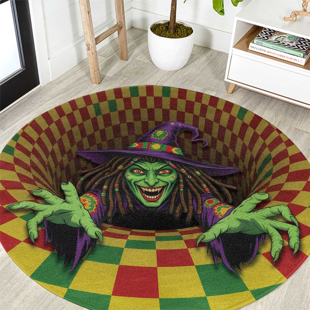 Jamaica Reggae Witch Round Carpet Reggae Optical 3D Illusion - Wonder Print Shop