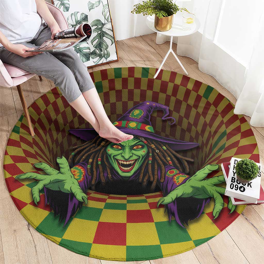Jamaica Reggae Witch Round Carpet Reggae Optical 3D Illusion - Wonder Print Shop