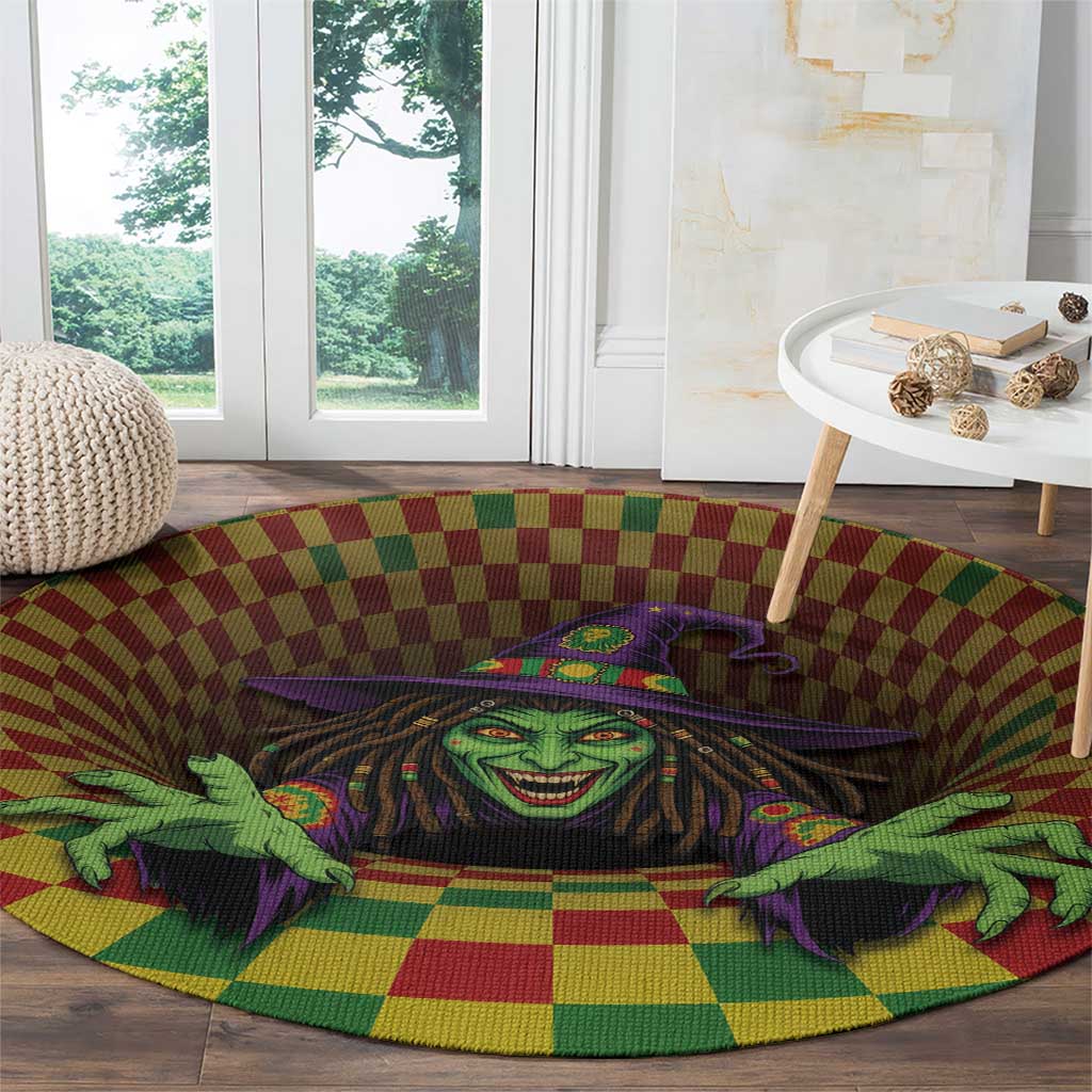 Jamaica Reggae Witch Round Carpet Reggae Optical 3D Illusion - Wonder Print Shop