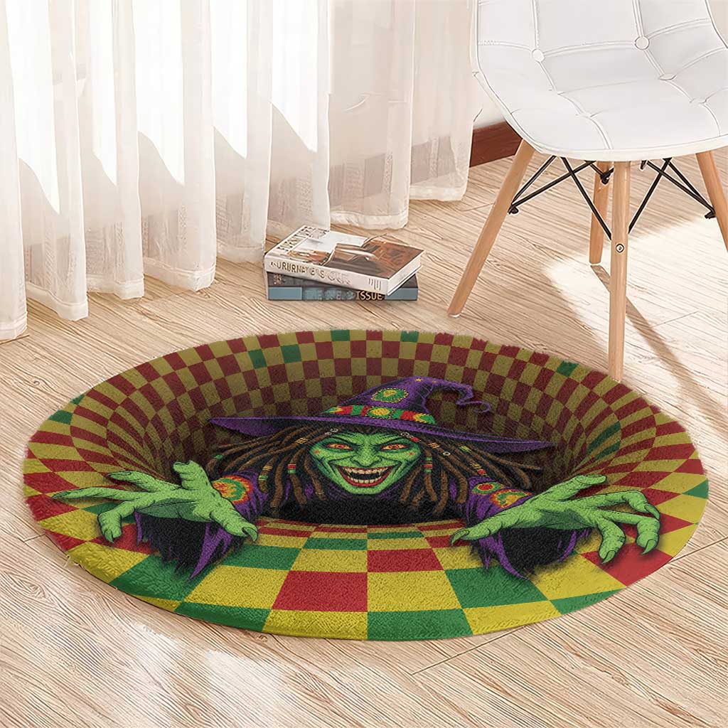 Jamaica Reggae Witch Round Carpet Reggae Optical 3D Illusion - Wonder Print Shop