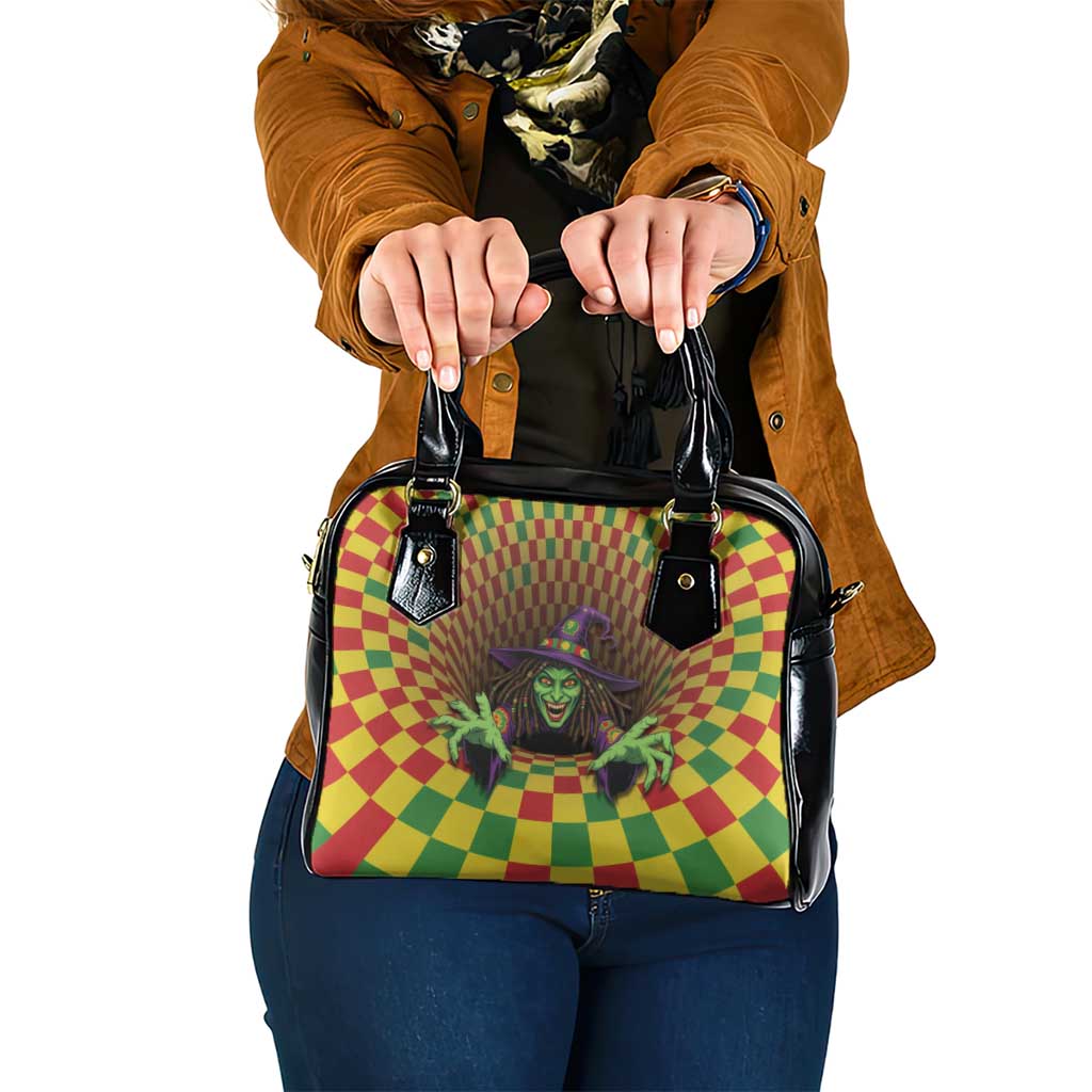 Jamaica Reggae Witch Shoulder Handbag Reggae Optical 3D Illusion - Wonder Print Shop